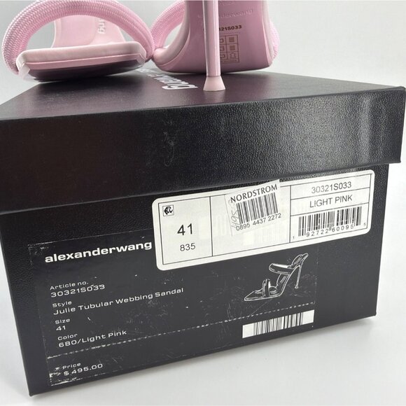 Alexander Wang Julie Pink Tubular Logo Sandals Women Heeled Slides Size 41 US11 - Picture 8 of 11